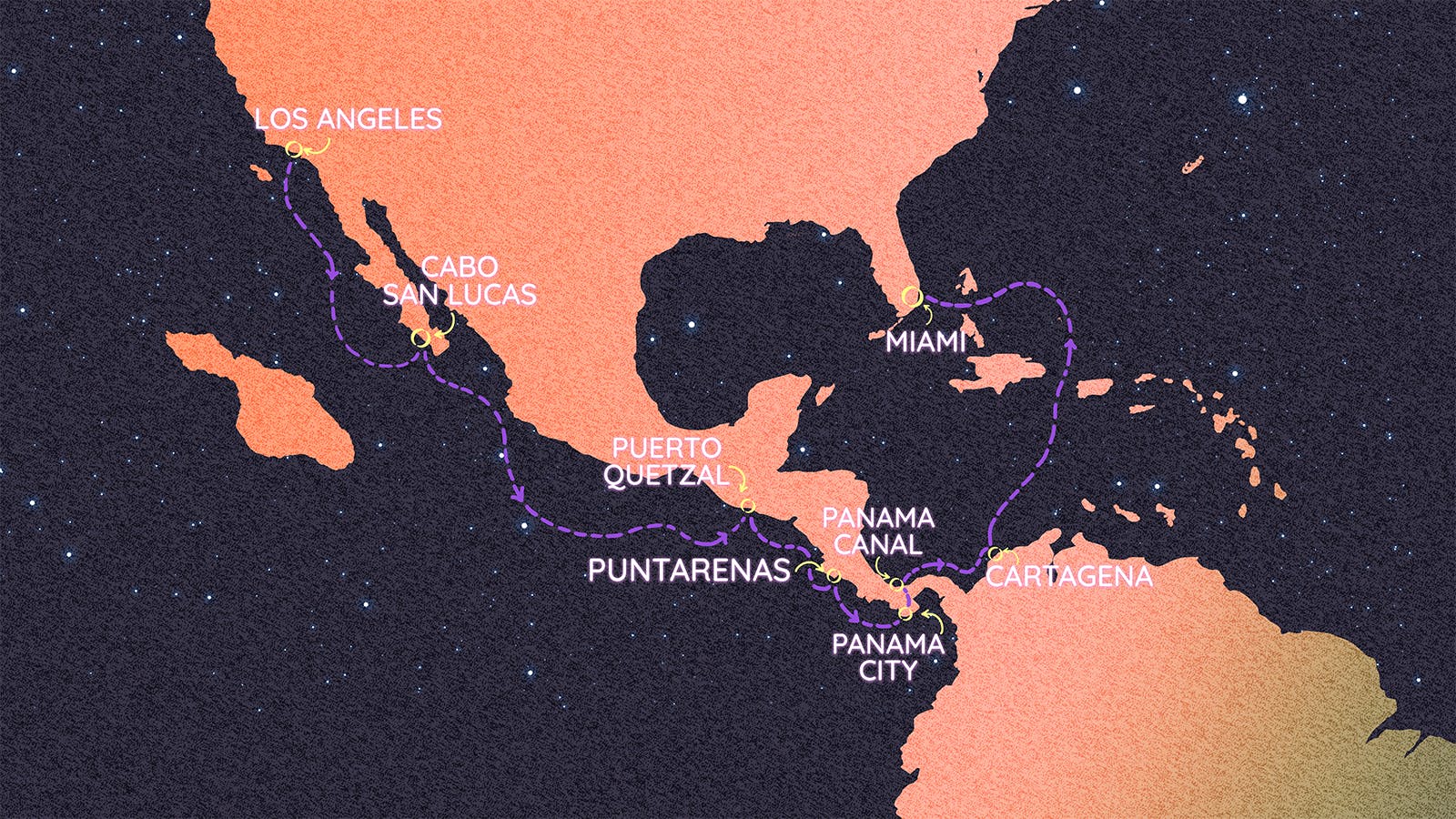 Map of Picturesque Panama Canal Collective itinerary